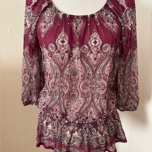 Paisley Print Burgundy Blouse